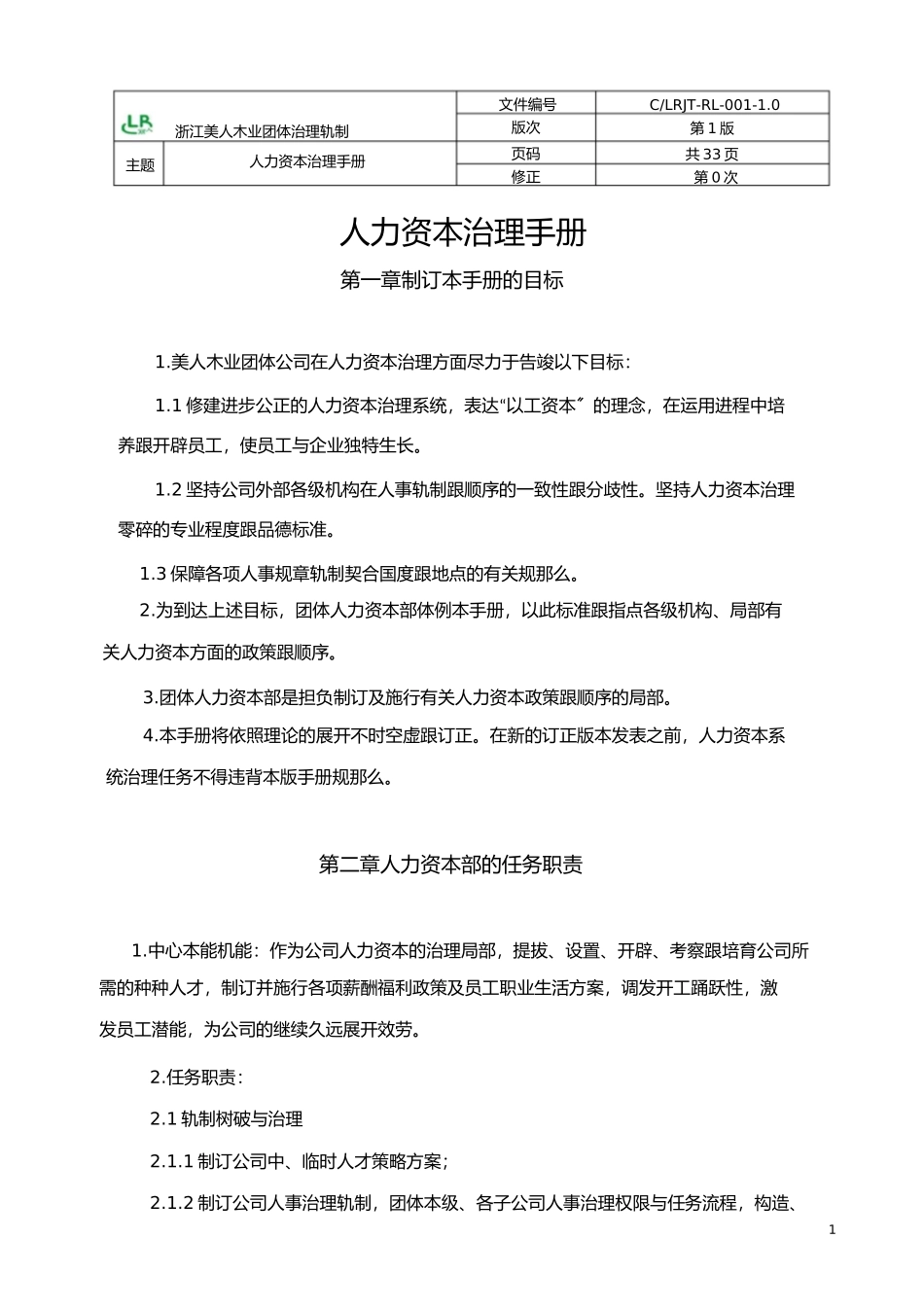 2023年人力资源管理手册3.docx_第1页