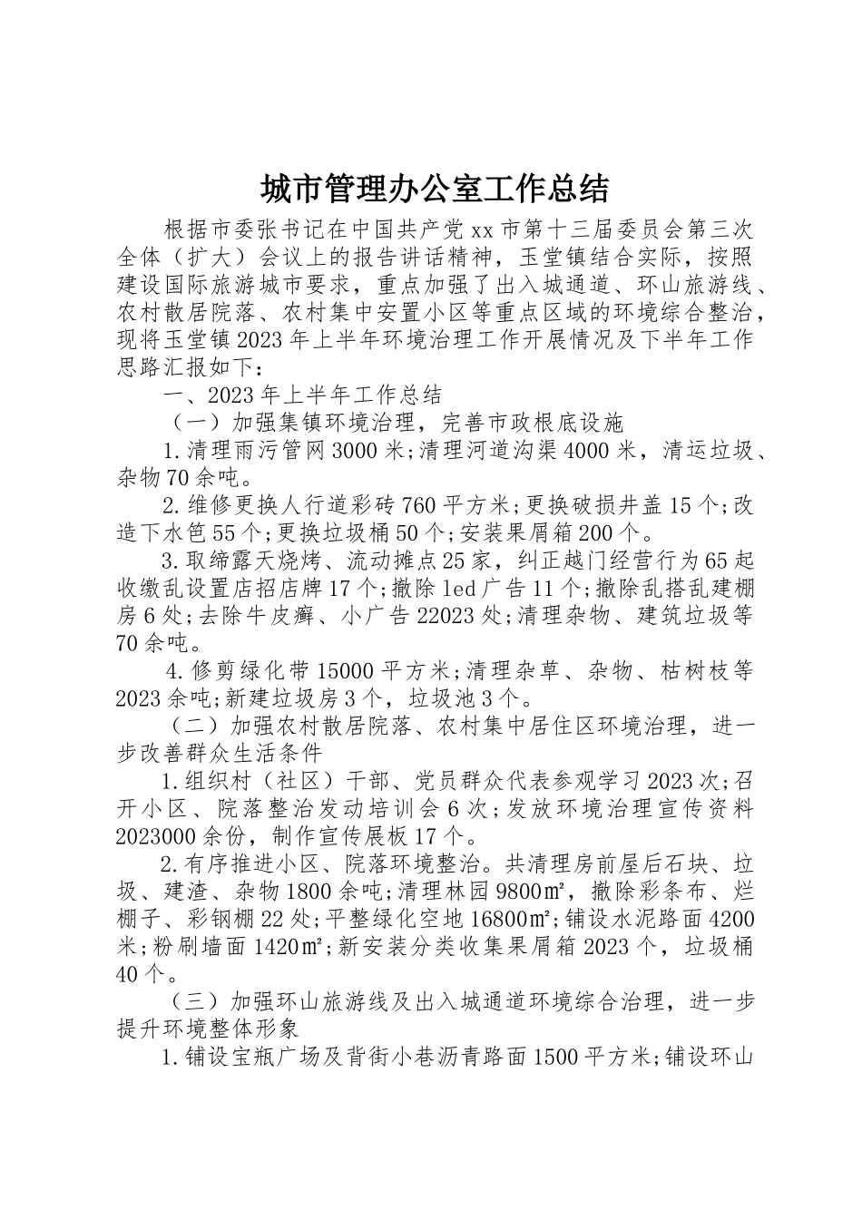 2023年城市管理办公室工作总结.docx_第1页