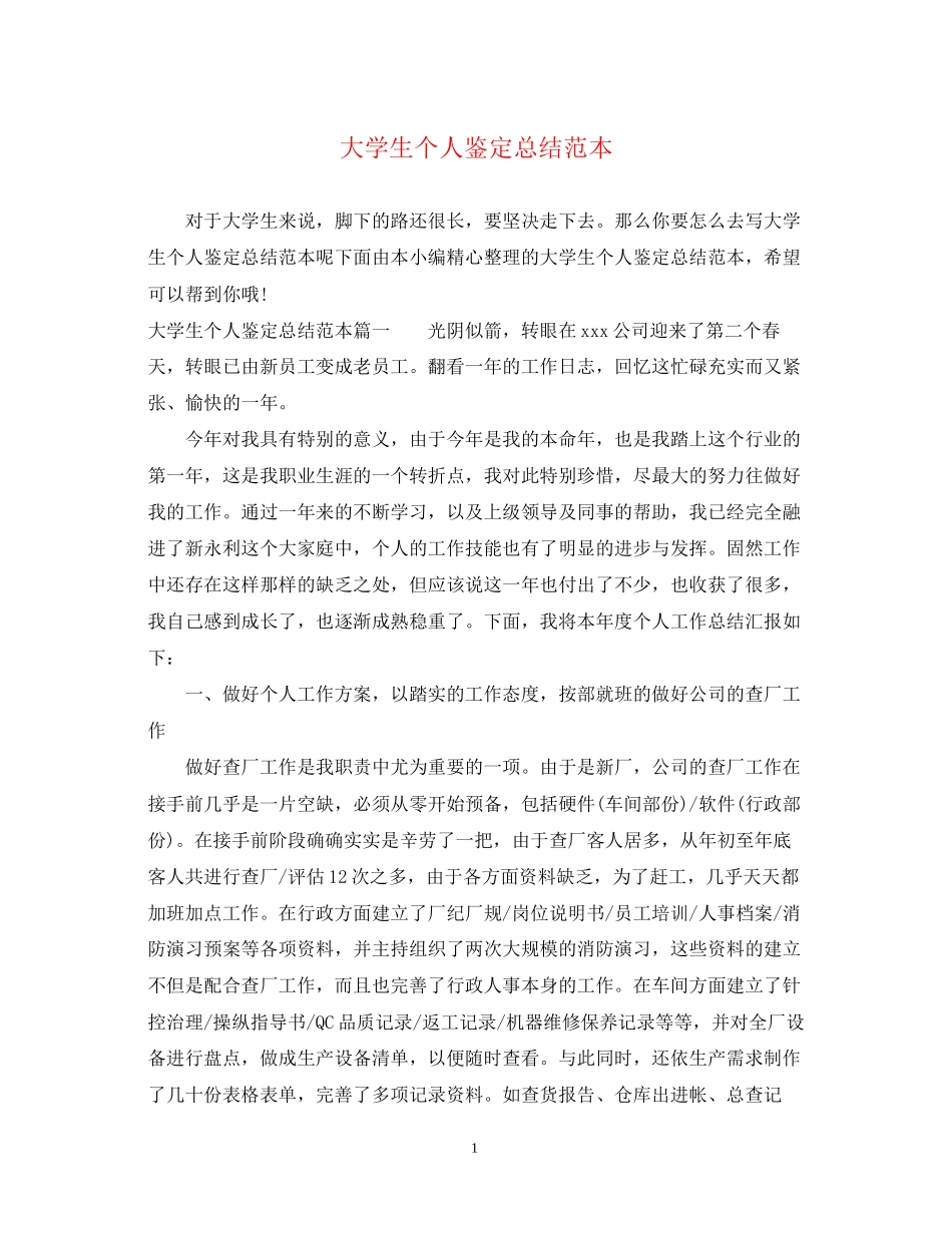 2023年大学生个人鉴定总结范本.docx_第1页