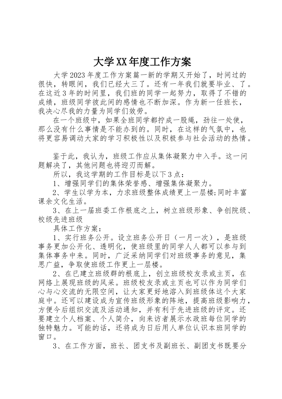 2023年大学某年度工作计划.docx_第1页