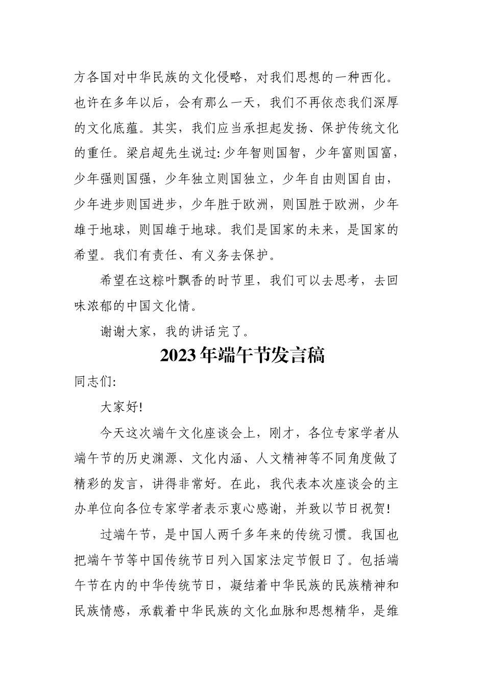 2023年端午节发言稿10篇 .docx_第2页