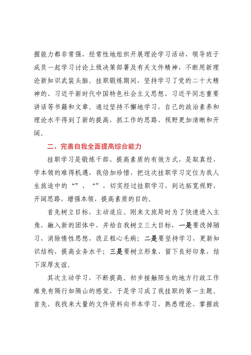 关于全市挂职干部的工作汇报材料  .docx_第2页