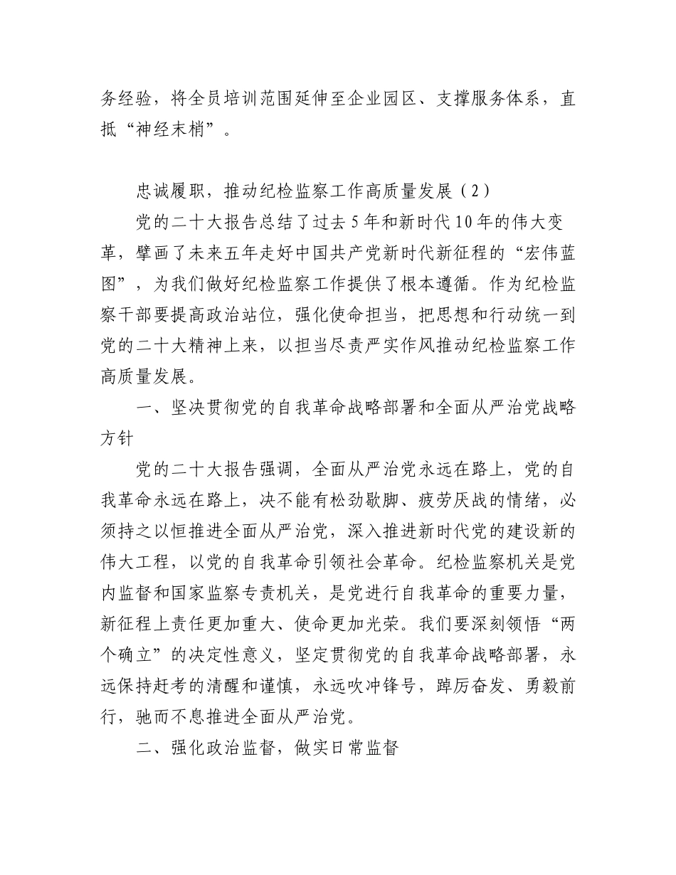 2023年(4篇)忠诚履职尽责推动纪检监察工作高质量发展研讨发言材料学习心得体会.docx_第3页