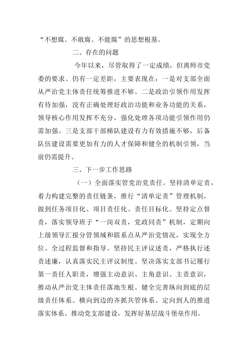 2023年关于XX党支部书记半年履行全面从严治党第一责任人责任情况报告.docx_第3页