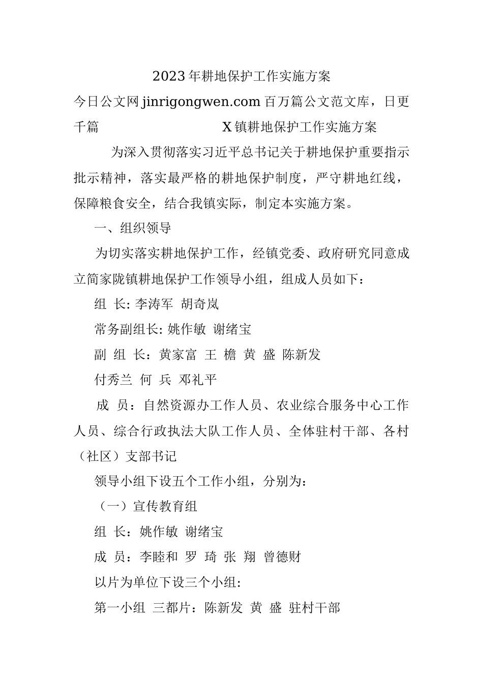 2023年耕地保护工作实施方案.docx_第1页