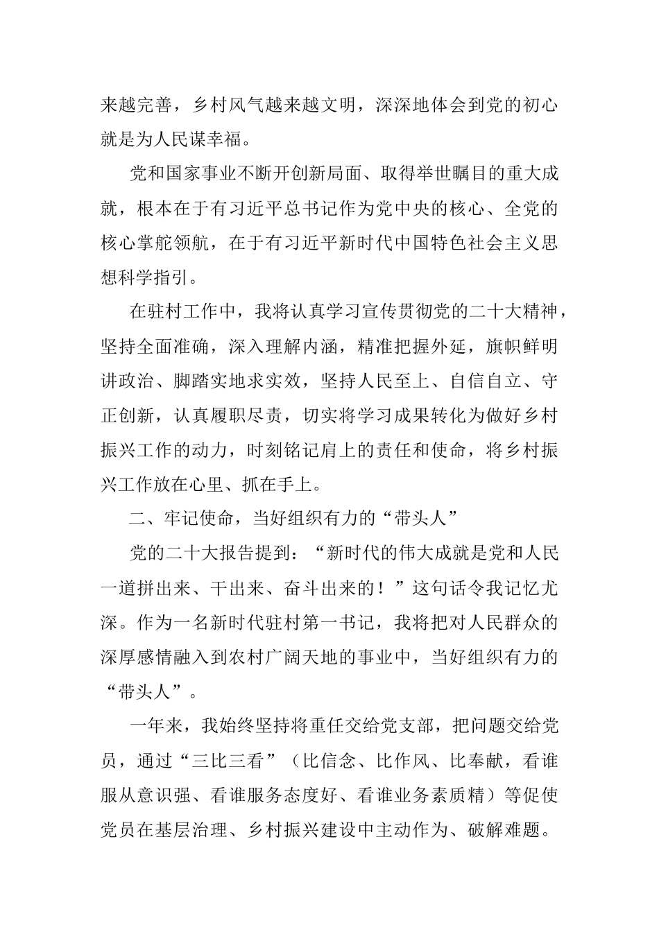 2023年驻村第一书记学习党的二X大精神心得体会盛会研讨发言材料230706.docx_第2页
