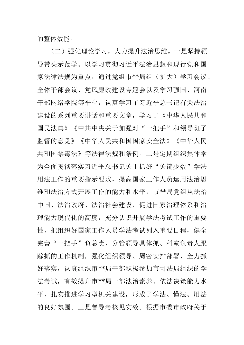 关于2023年上半年市局开展法治建设工作总结.docx_第2页