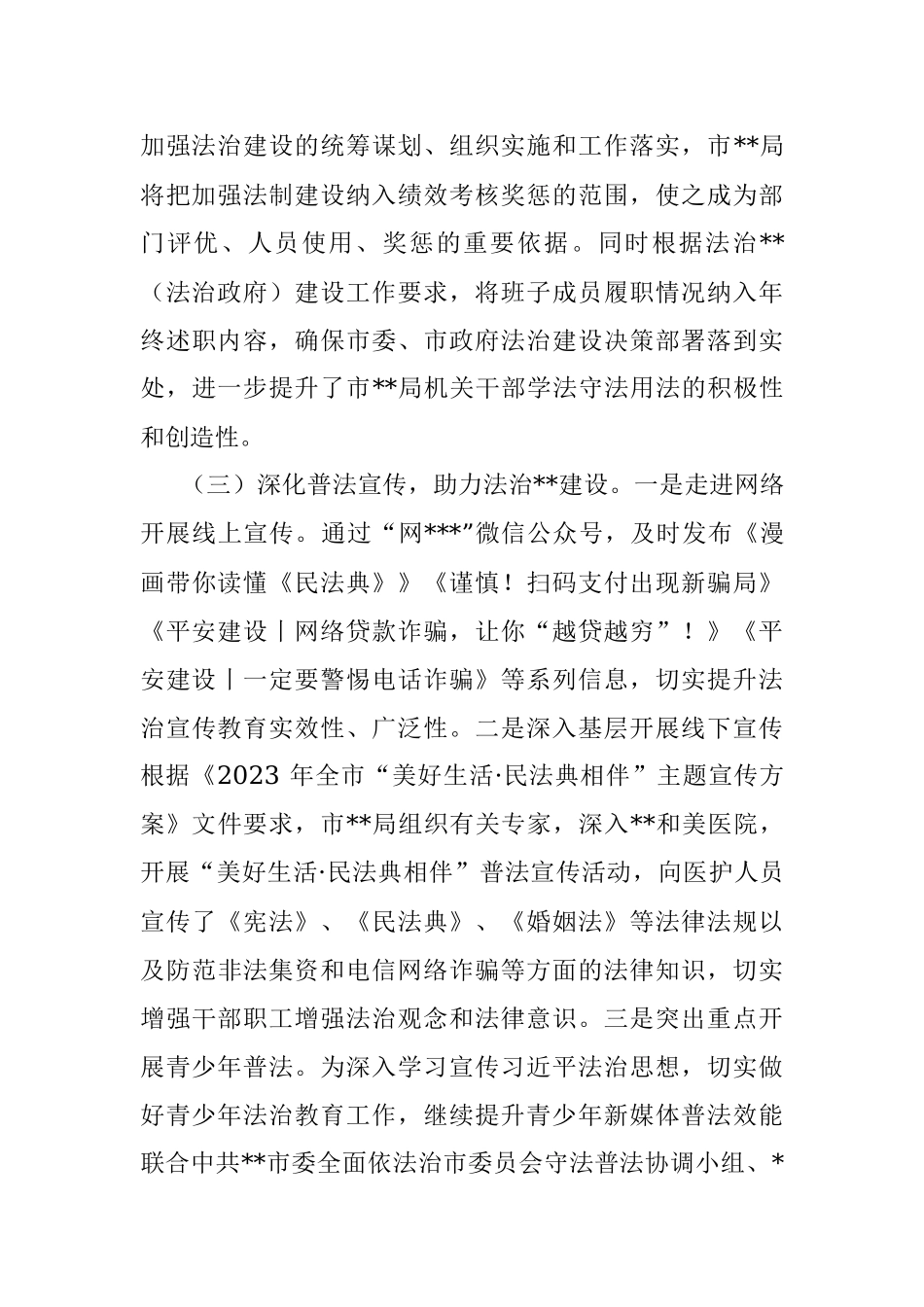 关于2023年上半年市局开展法治建设工作总结.docx_第3页