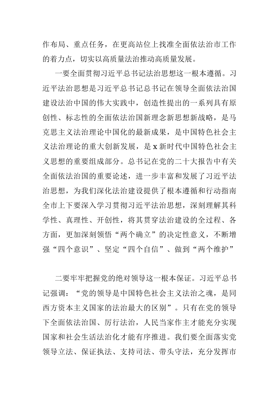 2023年在全面依法治市委员会会议上的讲话.docx_第3页