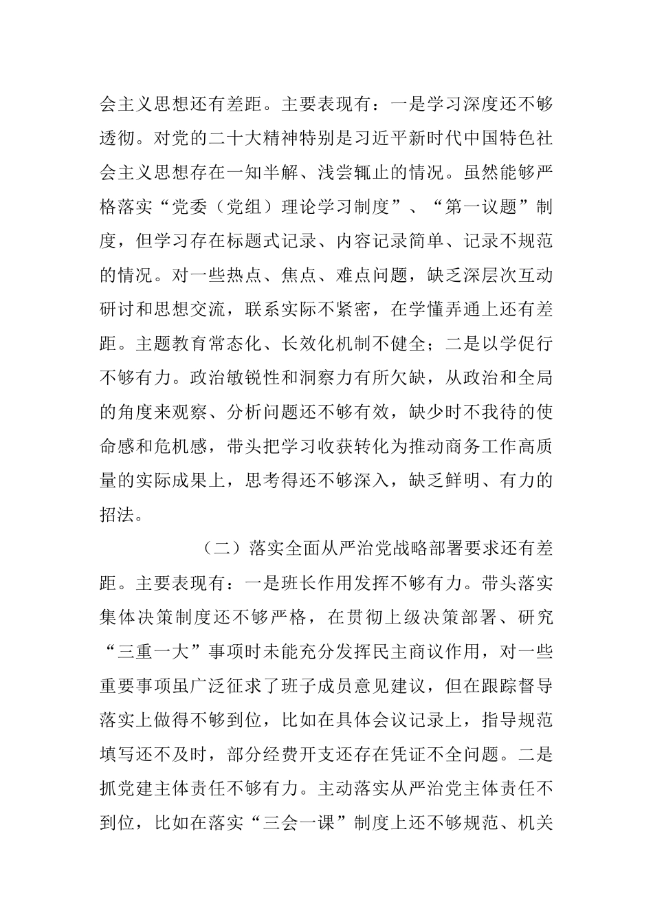 2023年巡视整改专题民主生活会班子对照检查材料.docx_第2页
