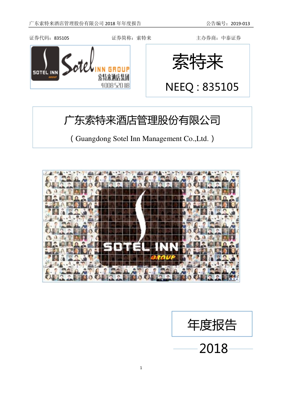 835105_2018_索特来_2018年年度报告_2019-04-24.pdf_第1页