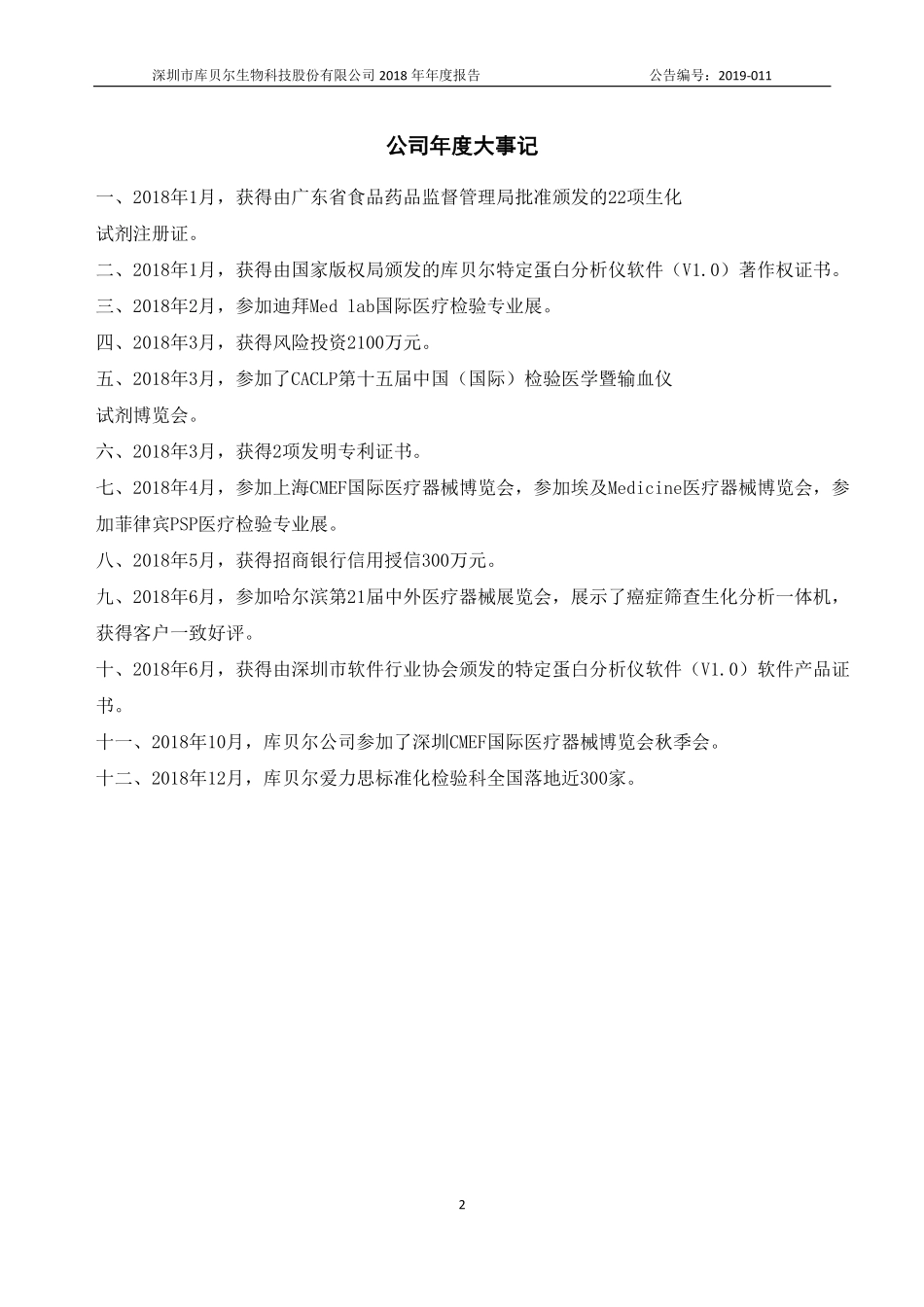 835236_2018_库贝尔_2018年年度报告_2019-04-28.pdf_第2页