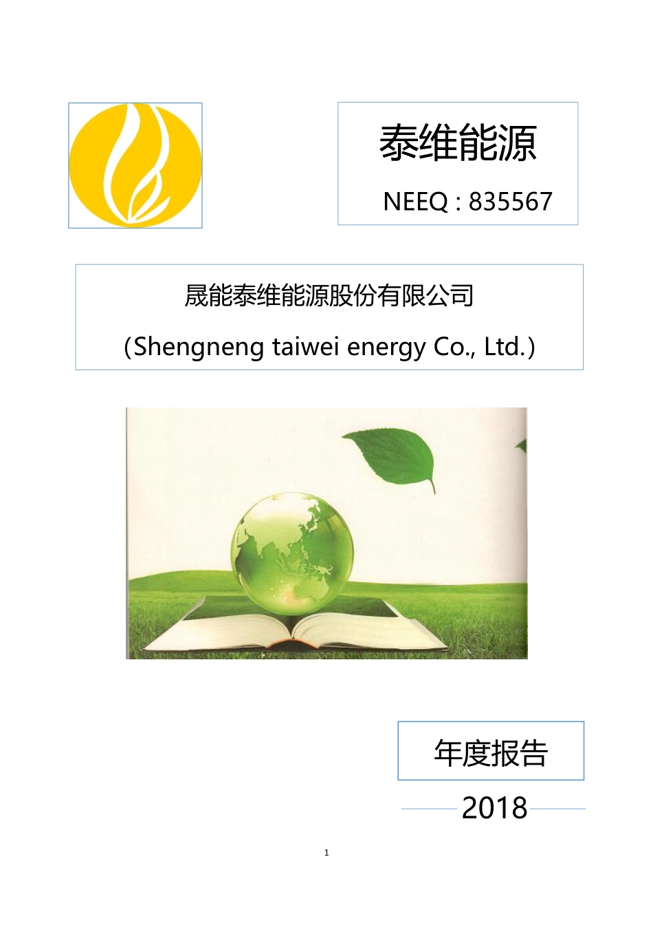 835567_2018_泰维能源_2018年年度报告_2019-04-18.pdf_第1页