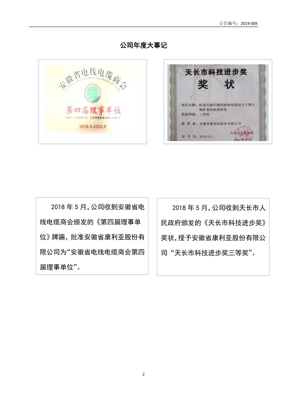 836225_2018_康利亚_2018年年度报告_2019-04-09.pdf_第2页