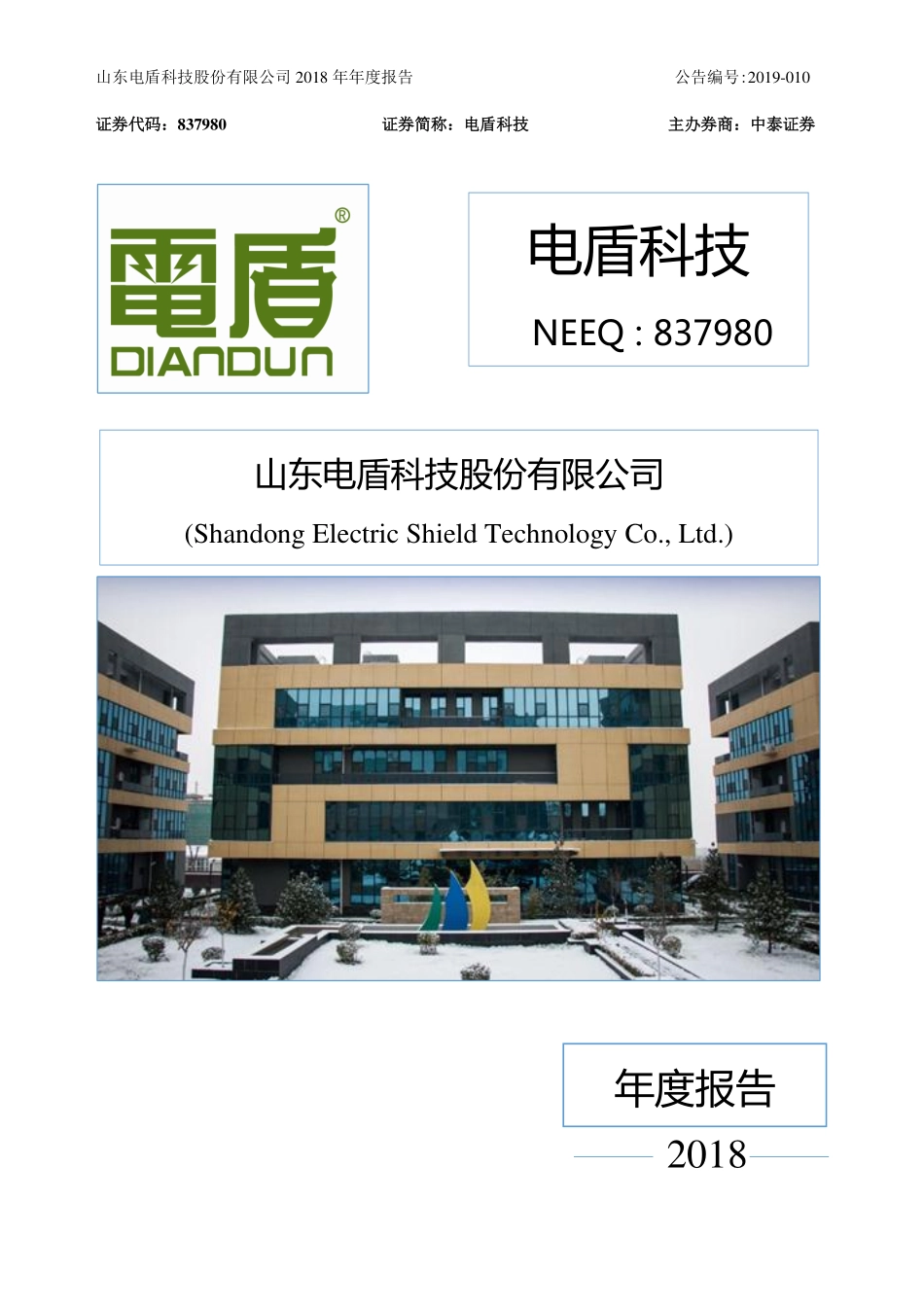 837980_2018_电盾科技_2018年年度报告_2019-03-18.pdf_第1页