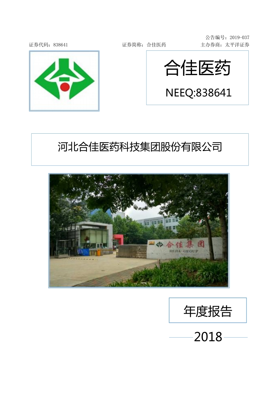 838641_2018_合佳医药_2018年年度报告_2020-10-13.pdf_第1页