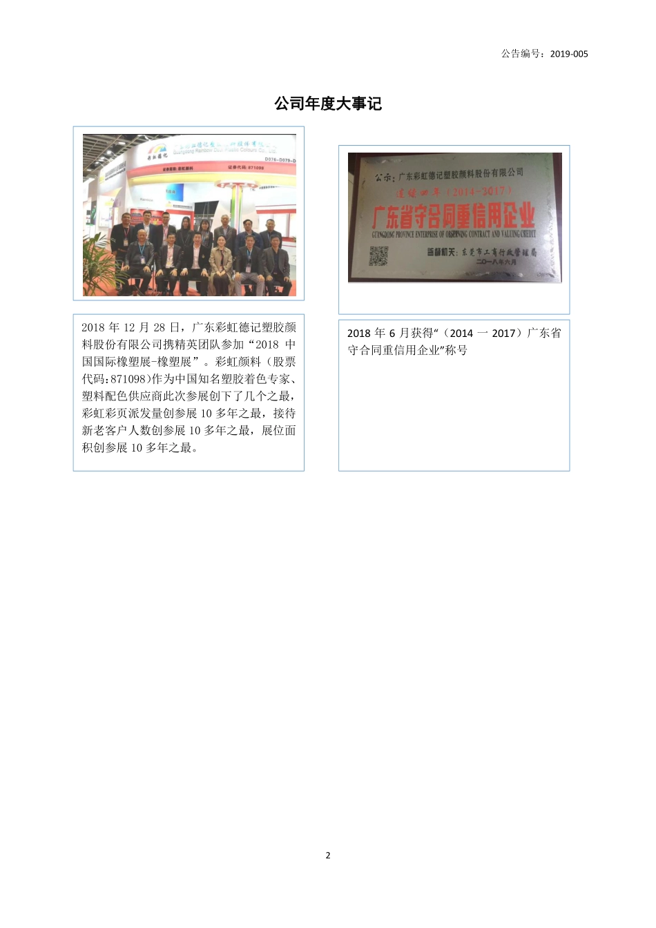 871098_2018_彩虹颜料_2018年年度报告_2019-04-25.pdf_第2页
