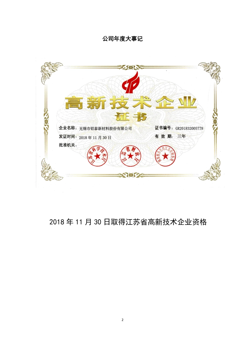 872285_2018_铝泰股份_2018年年度报告_2020-05-19.pdf_第2页