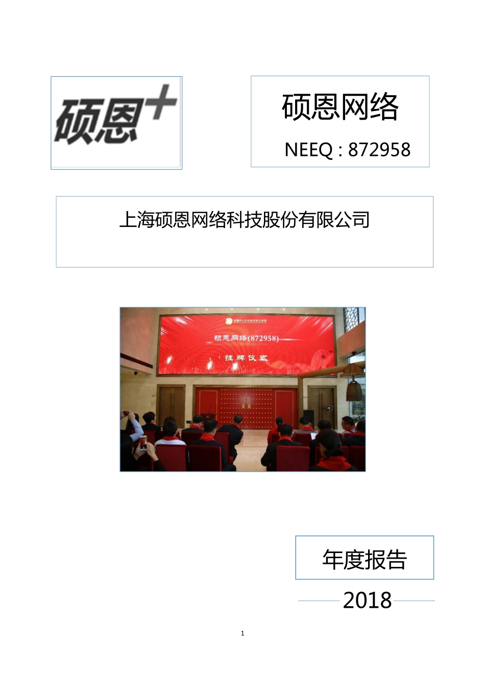 872958_2018_硕恩网络_2018年年度报告_2019-04-18.pdf_第1页