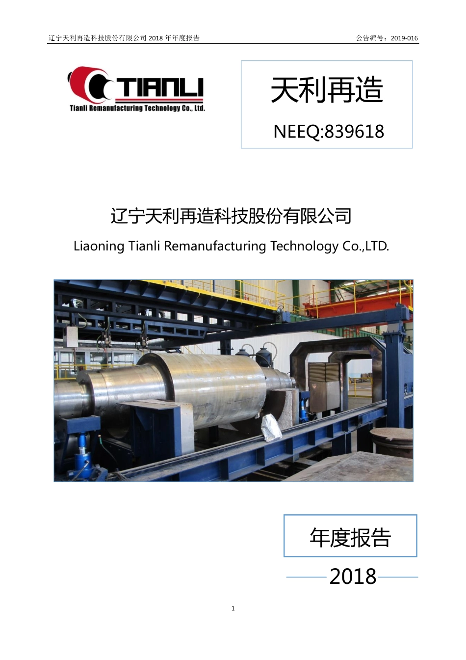 839618_2018_天利再造_2018年年度报告_2019-04-21.pdf_第1页
