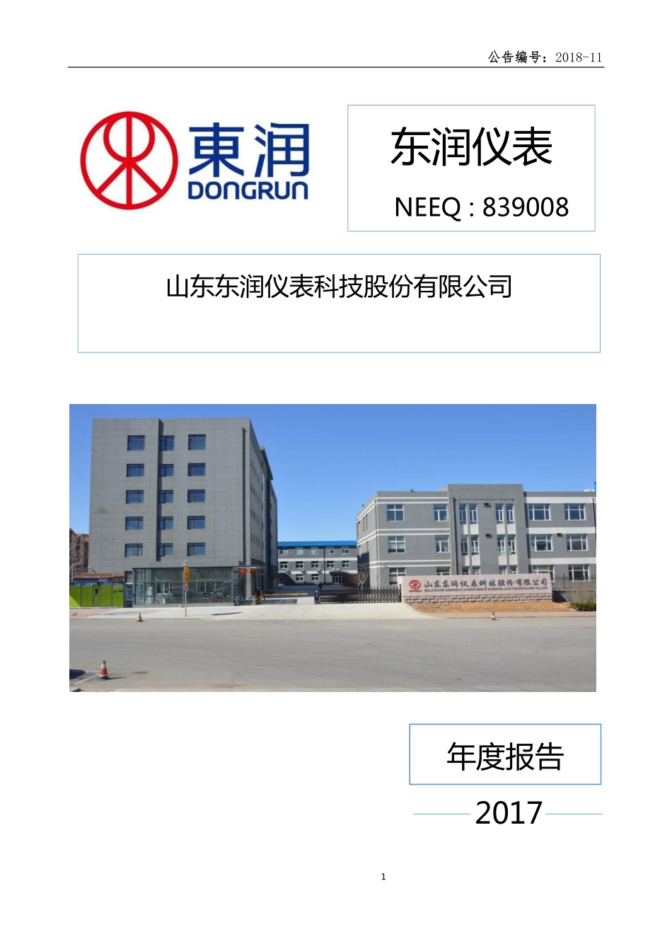 839008_2017_东润仪表_2017年年度报告_2018-05-17.pdf_第1页