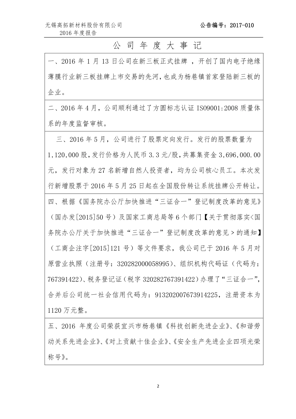 835546_2016_高拓新材_2016年年度报告_2017-04-24.pdf_第2页