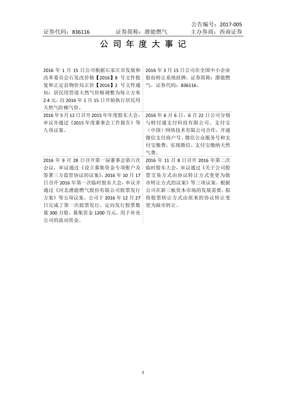 836116_2016_潜能燃气_2016年年度报告_2017-02-27.pdf_第2页