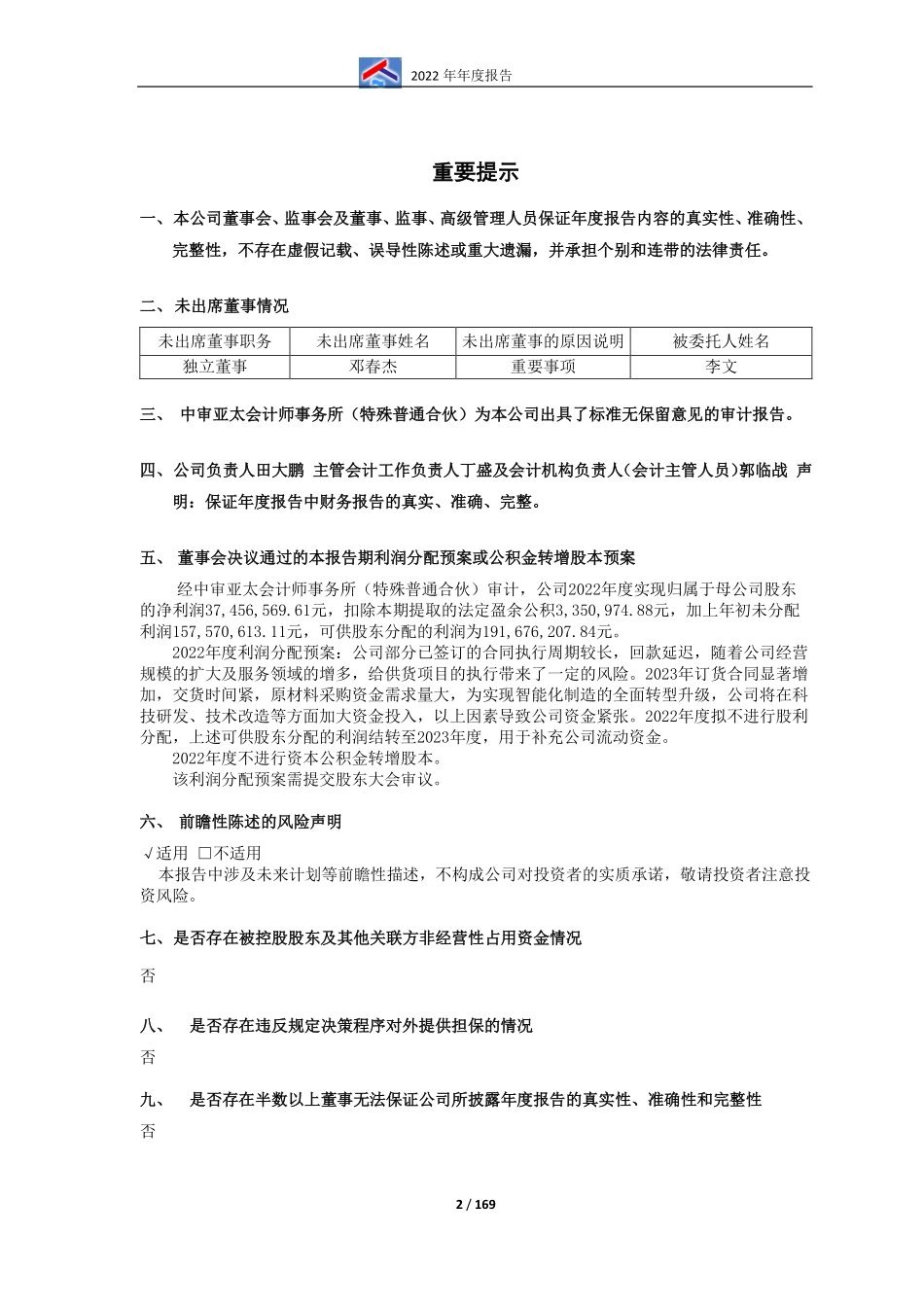 600202_2022_哈空调_哈尔滨空调股份有限公司2022年年度报告_2023-03-27.pdf_第2页