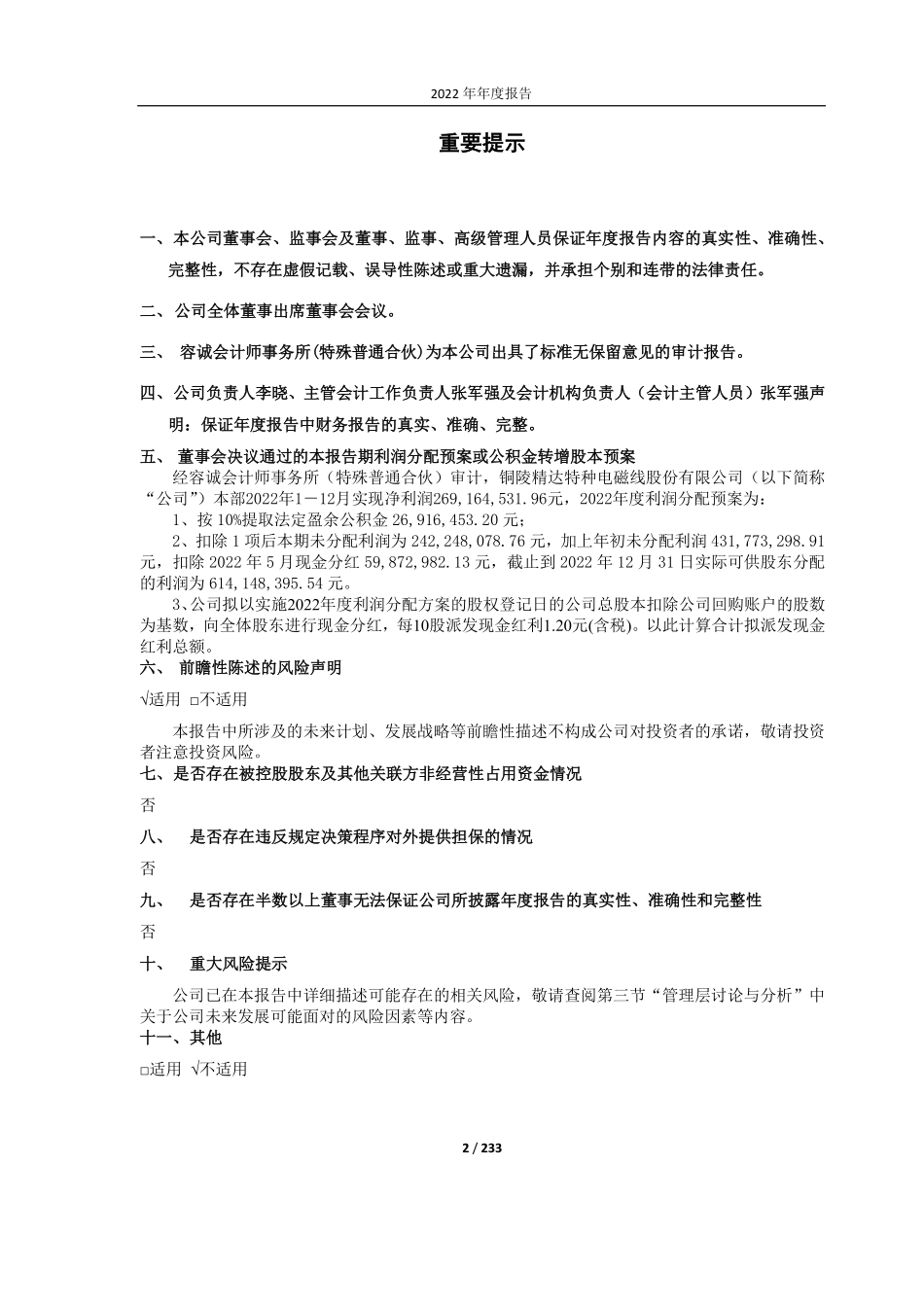 600577_2022_精达股份_精达股份2022年年度报告_2023-03-20.pdf_第2页