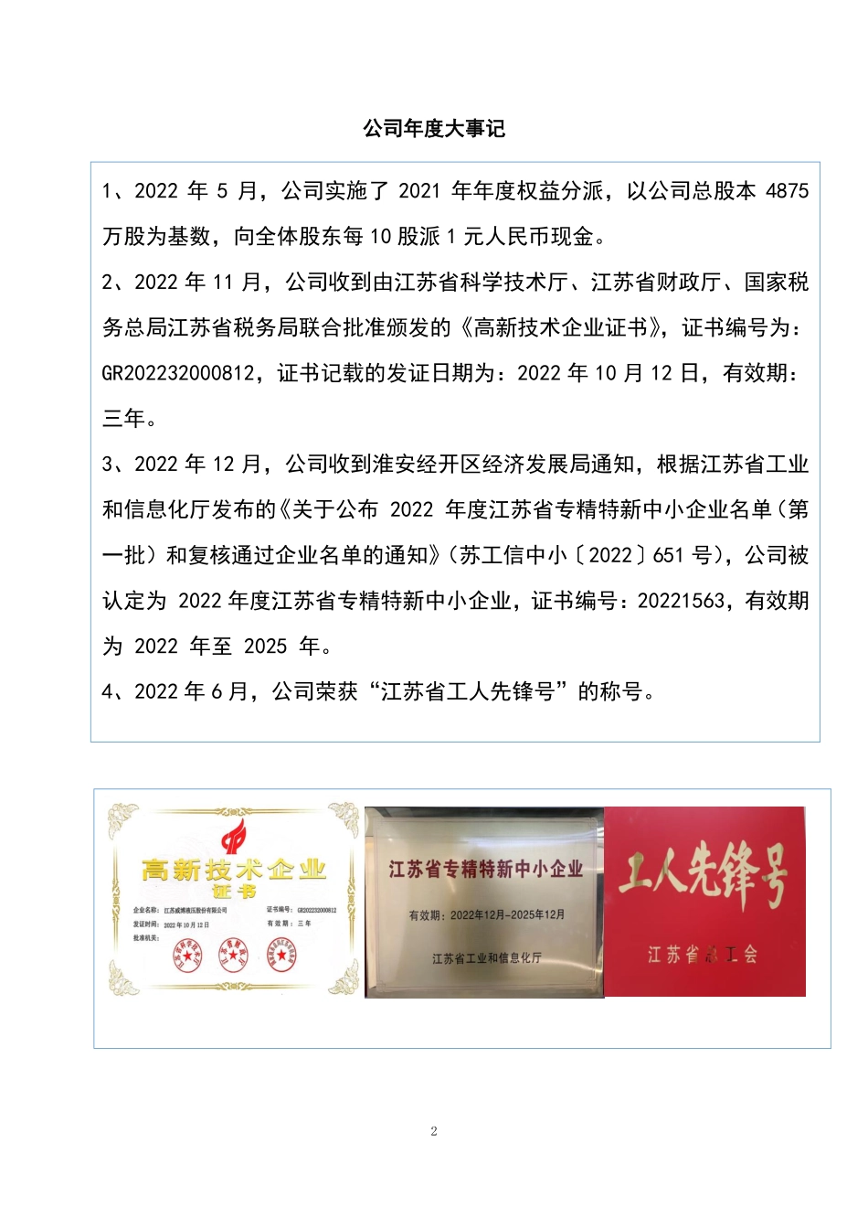 871245_2022_威博液压_2022年年度报告_2023-04-12.pdf_第2页