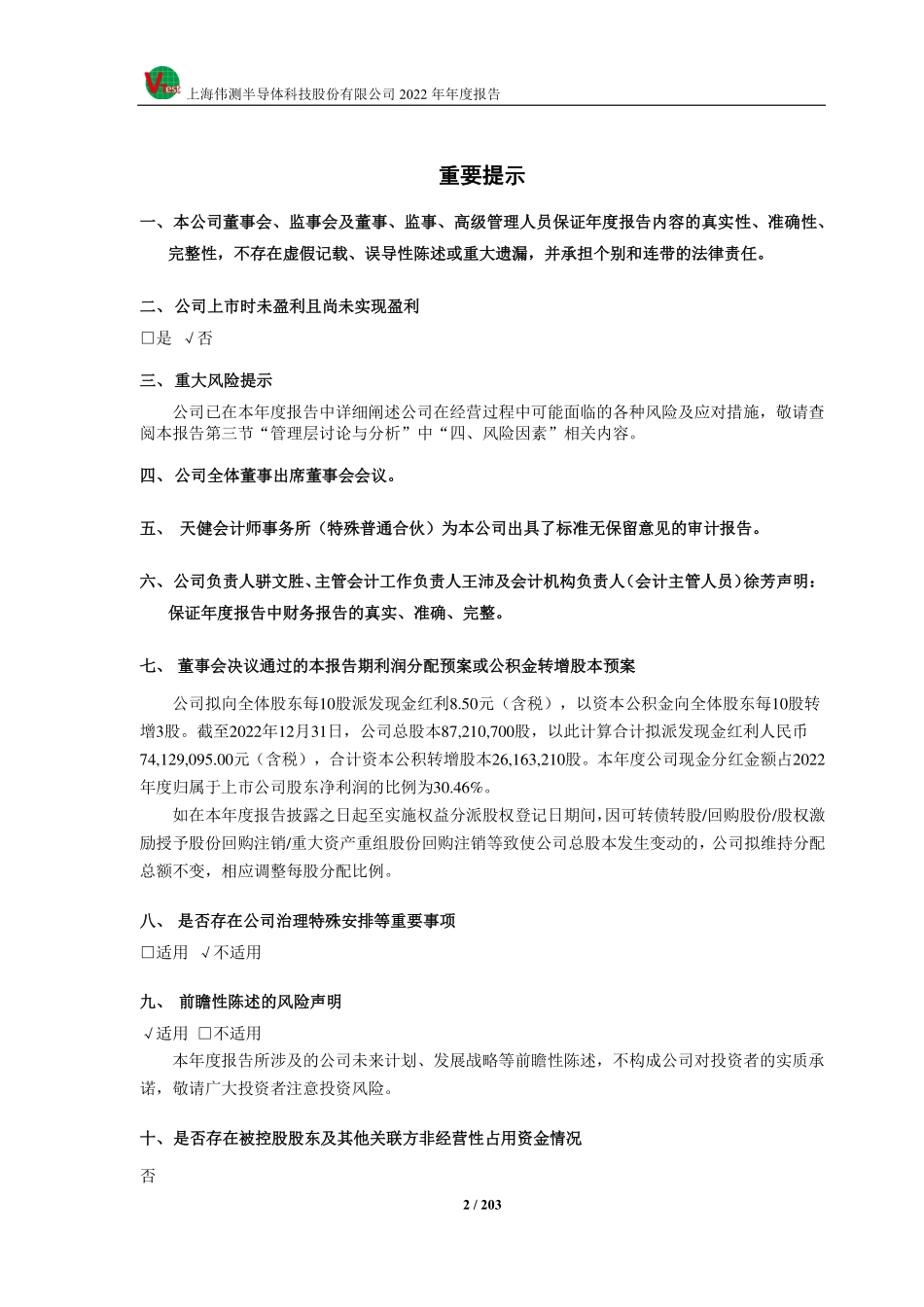 688372_2022_伟测科技_上海伟测半导体科技股份有限公司2022年年度报告_2023-04-20.pdf_第2页