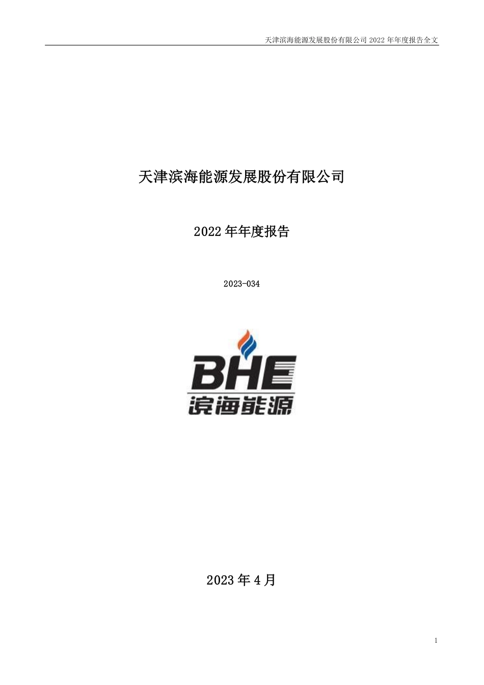 000695_2022_滨海能源_2022年年度报告_2023-04-20.pdf_第1页