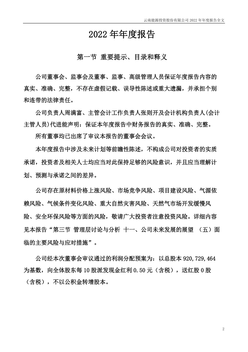 002053_2022_云南能投_2022年年度报告_2023-03-29.pdf_第2页