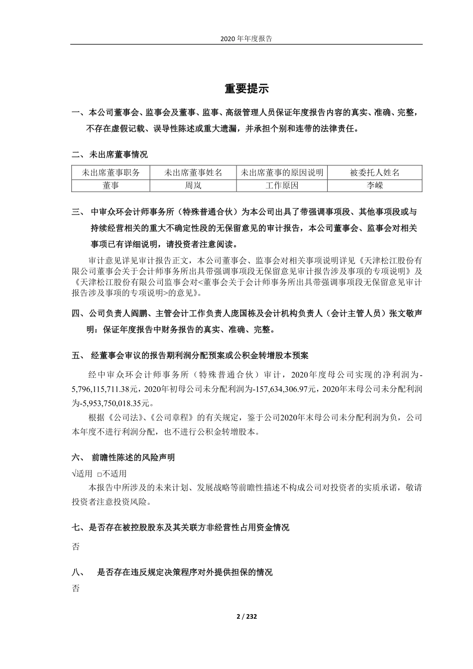 600225_2020_＊ST松江_天津松江股份有限公司2020年年度报告_2021-04-28.pdf_第2页