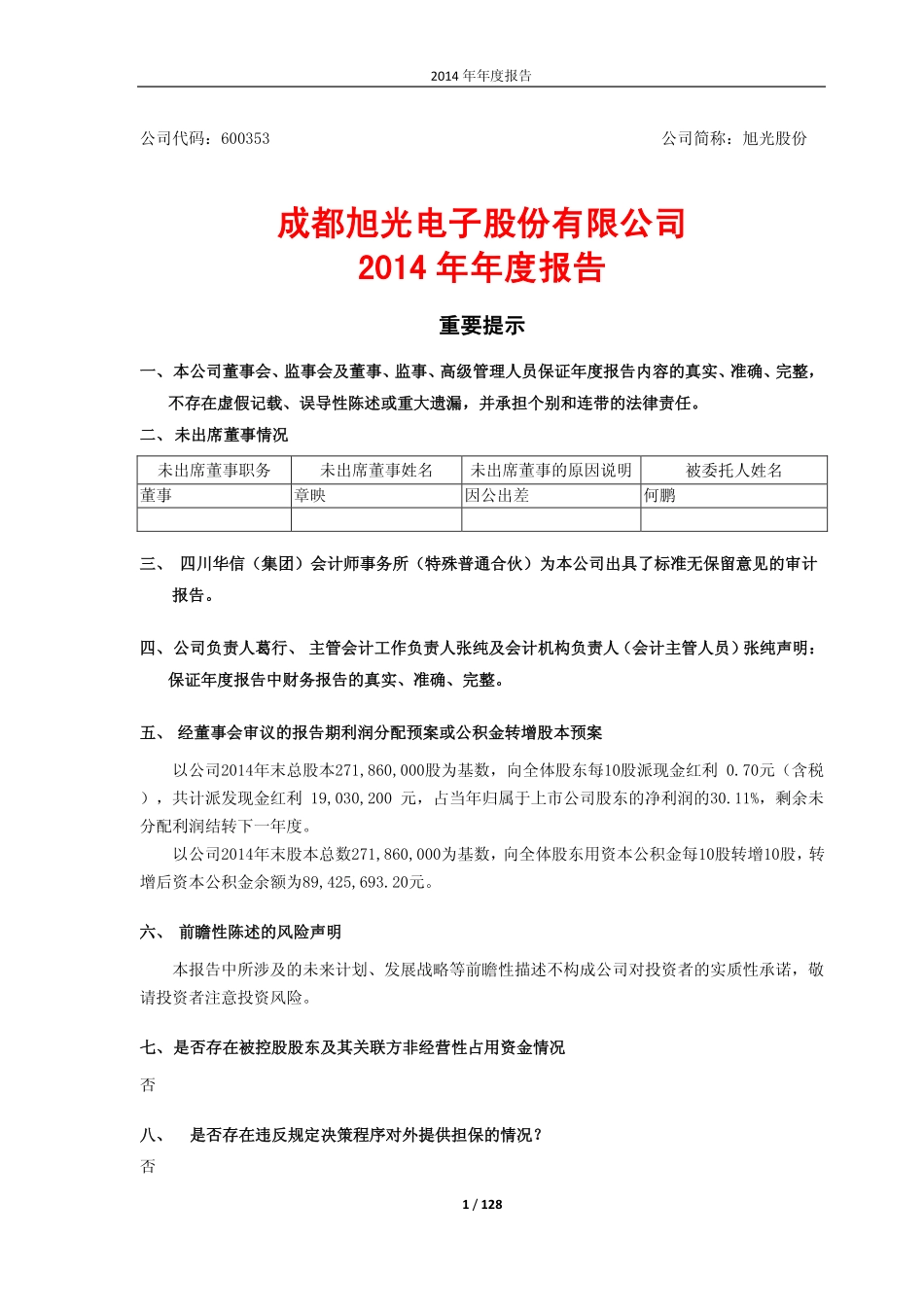 600353_2014_旭光股份_2014年年度报告_2015-04-01.pdf_第1页