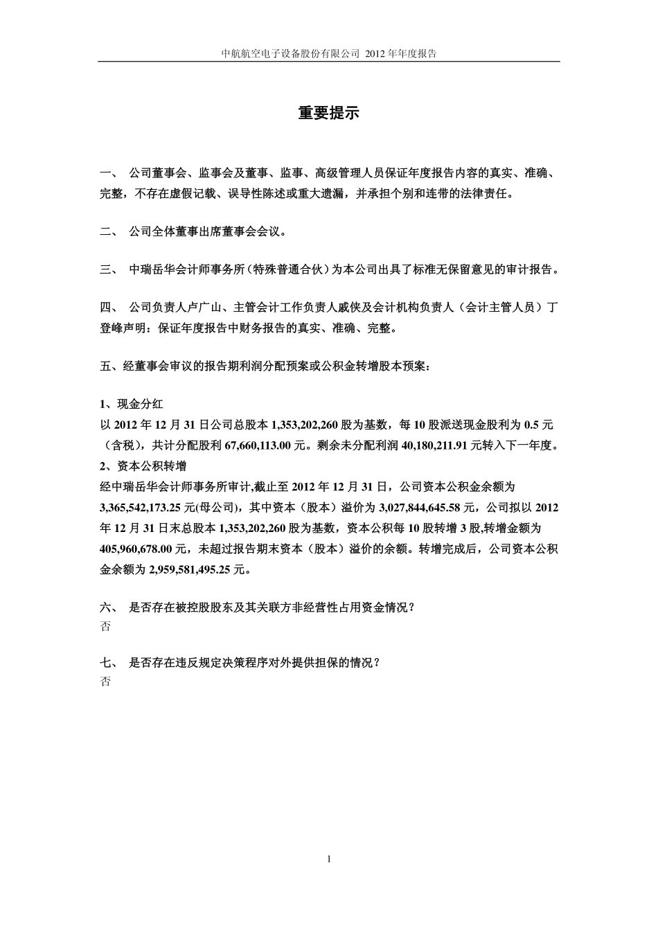 600372_2012_中航电子_2012年年度报告_2013-03-25.pdf_第2页