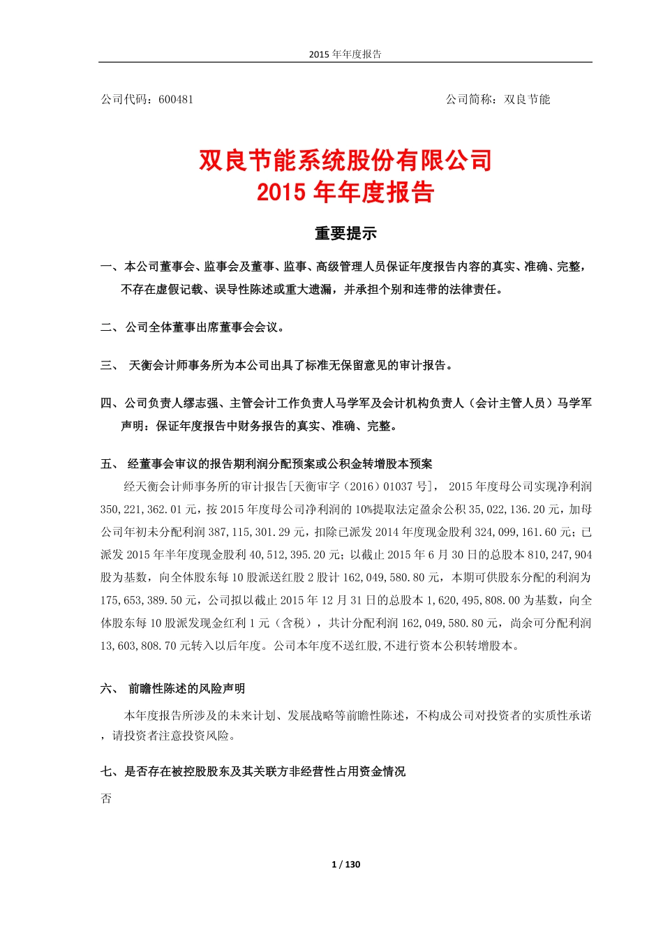 600481_2015_双良节能_2015年年度报告_2016-04-21.pdf_第1页
