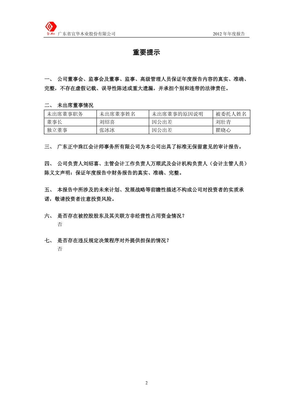 600978_2012_宜华木业_2012年年度报告_2013-04-10.pdf_第2页