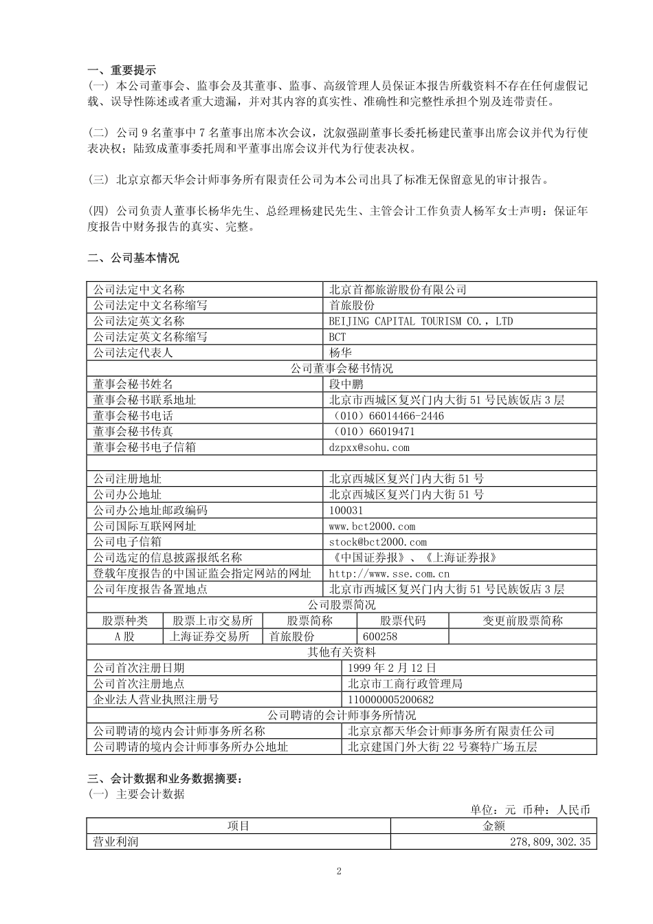 600258_2008_首旅股份_2008年年度报告_2009-03-17.pdf_第3页