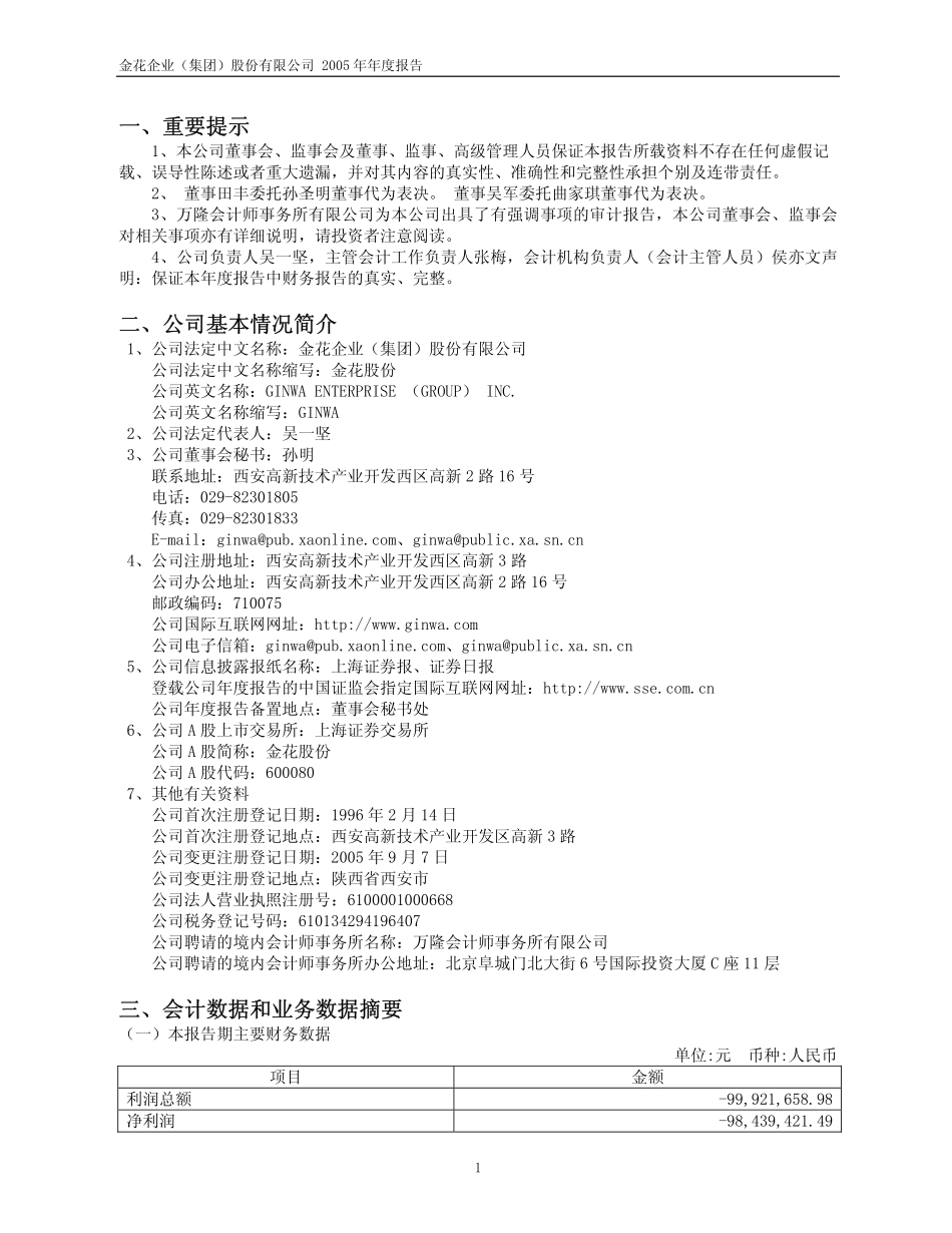 600080_2005_ST金花_金花股份2005年年度报告_2006-04-26.pdf_第3页