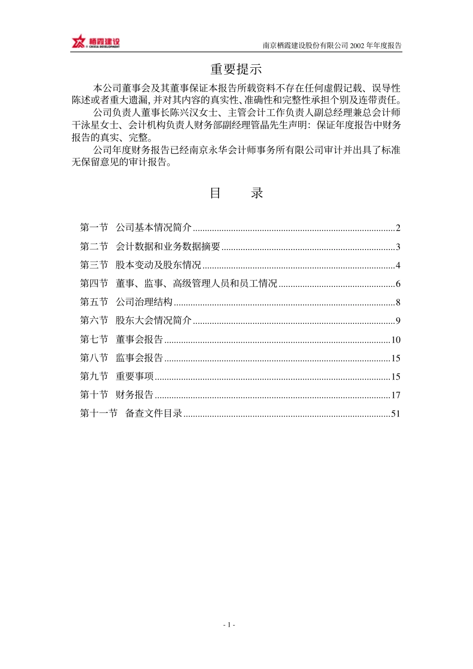 600533_2002_栖霞建设_栖霞建设2002年年度报告_2003-03-17.pdf_第2页