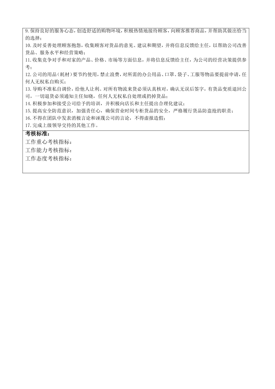 商业零售代理商公司的岗位说明书.doc_第2页