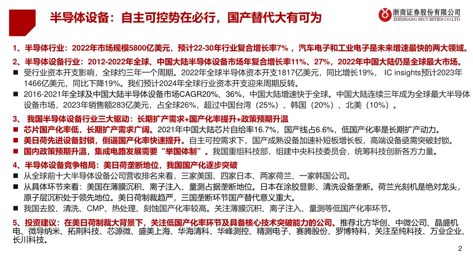 半导体设备行业研究框架：自主可控势在必行 国产替代大有可为.pdf_第2页