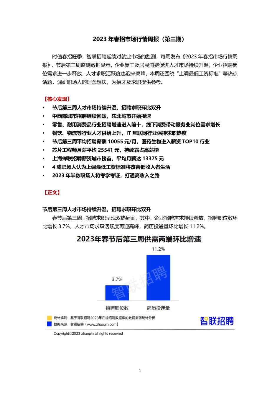 智联招聘2023年春招市场行情周报（第三期）-final.pdf_第1页