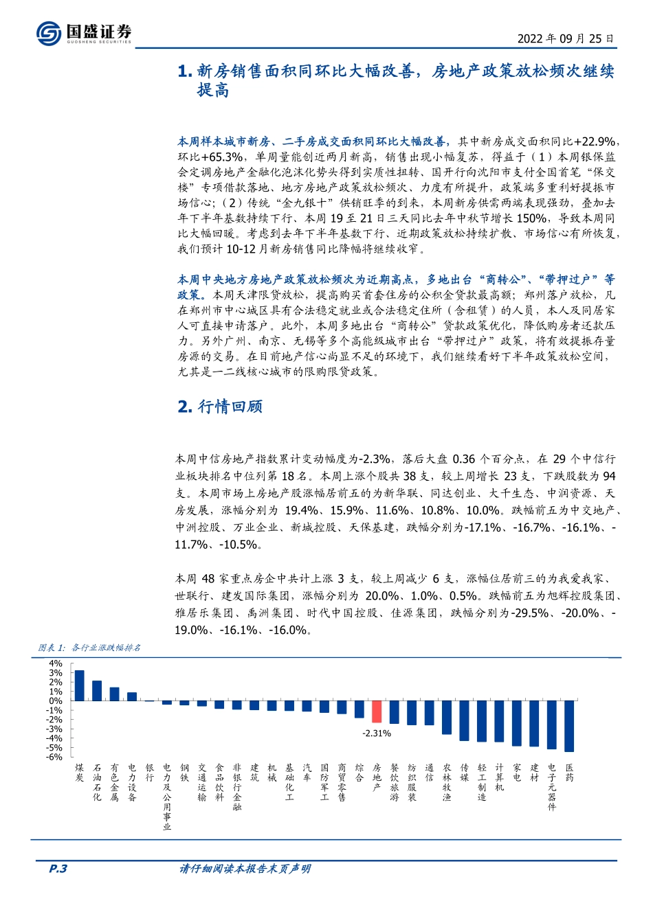 20220925-国盛证券-房地产开发行业2022W38：中央“保交楼”资金落地提振市场信心新房二手房成交有所回暖.pdf_第3页