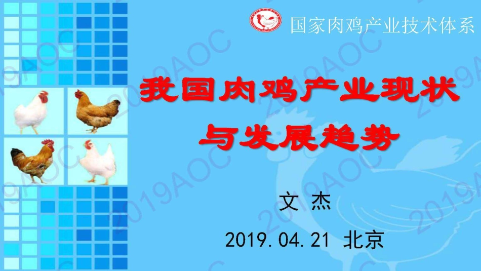 2019中国农业展望大会：我国肉鸡产业现状与发展趋势_文杰中国农业科学院北京畜牧兽医研究所副所长、国家肉鸡产业体系首席科学家-2019.4-24页.pdf_第1页