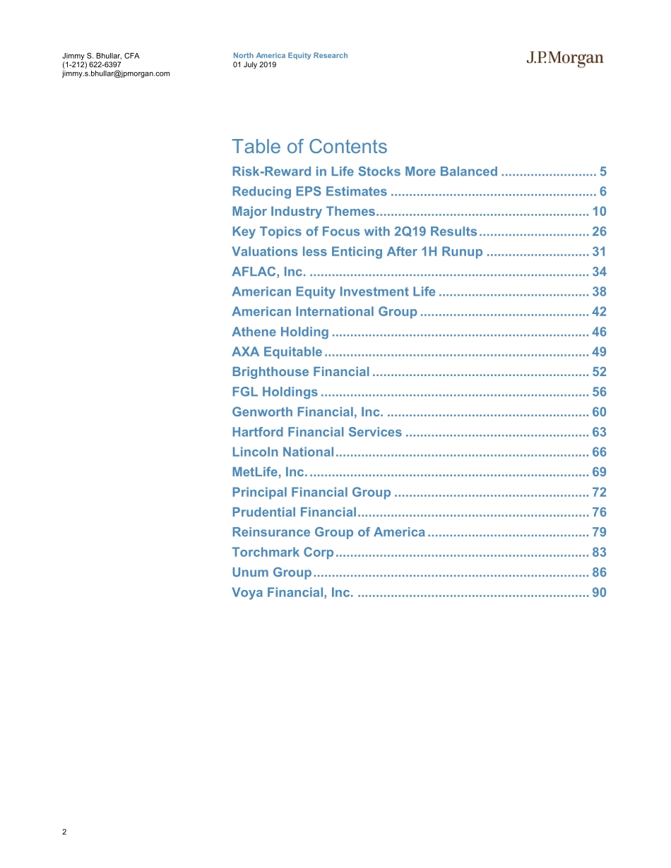 J.P. 摩根-美股-保险行业-2019年Q2寿险行业展望：利率下降和本年迄今强劲的表现使寿险股不那么引人注目-2019.7.1-113页 (2).pdf_第3页