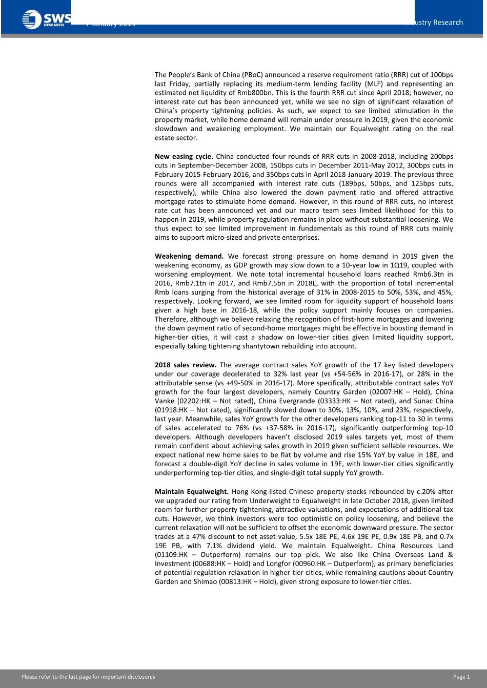 房地产行业：降准或令融资边际改善但难有效提振需求-20190107-申万宏源（香港）-10页.pdf_第3页