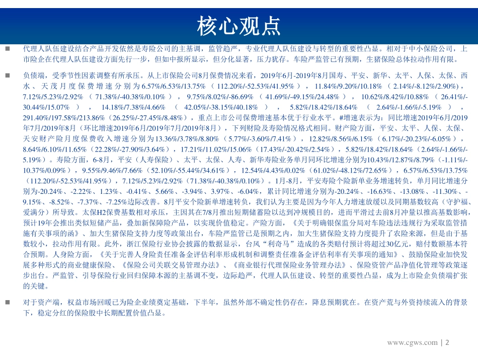 非银行金融行业图说2019年8月上市险企保费数据及投资建议：政策密集出台寿险聚焦代理人队伍建设与专业化转型产险迎来新契机-20190918-长城证券-23页.pdf_第3页
