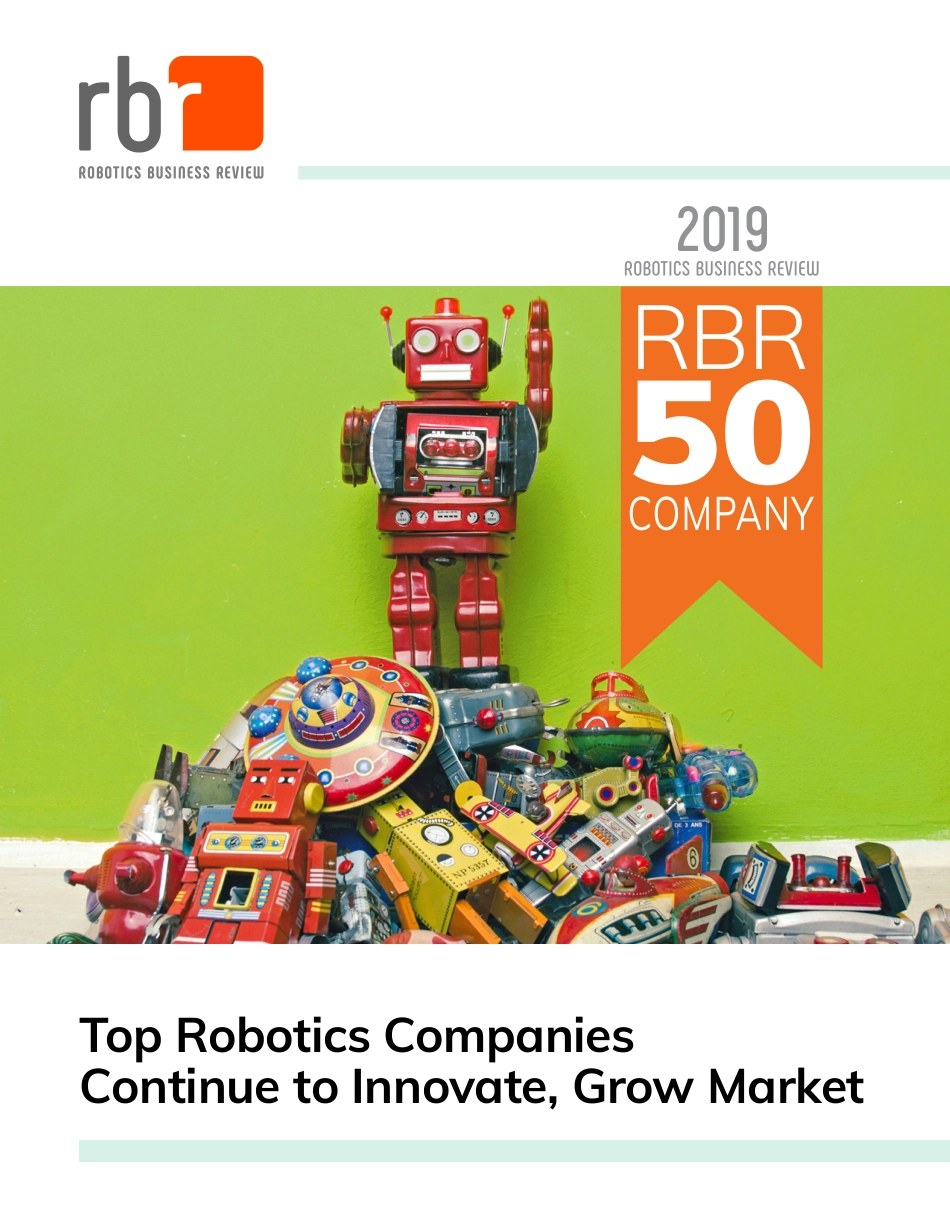 RBR-2019年全球TOP50机器人公司完整报告（英文）-2019.5-21页.pdf_第1页